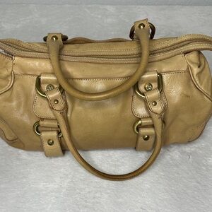 Francesco Biasia Tan Leather Satchel Shoulder Bag East West